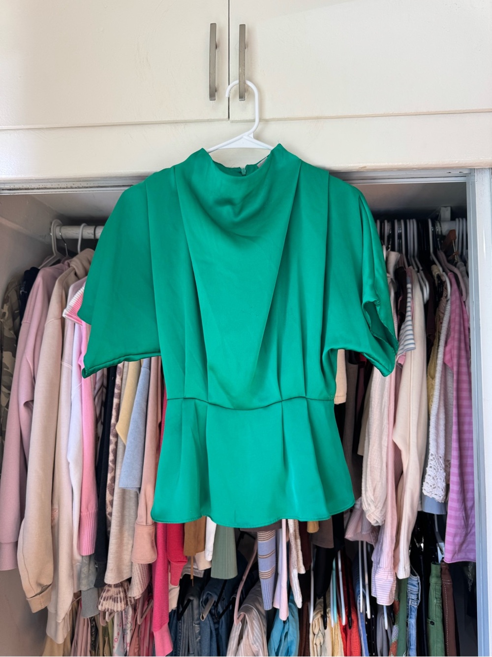 H&M Emerald Green Draped Peplum Blouse